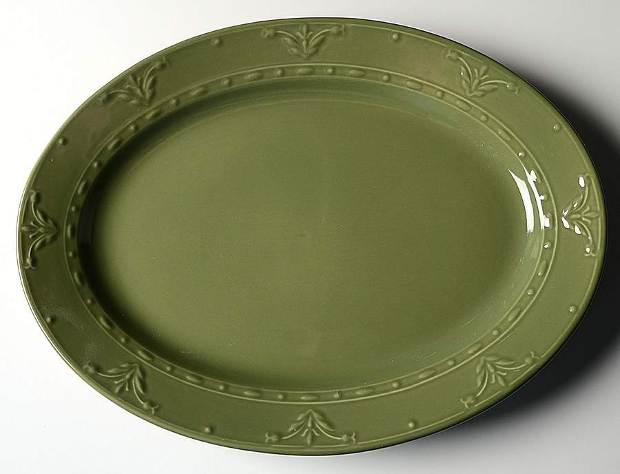 Florence Sage 14" Oval Serving Platter by Kennex Group (China)-1
