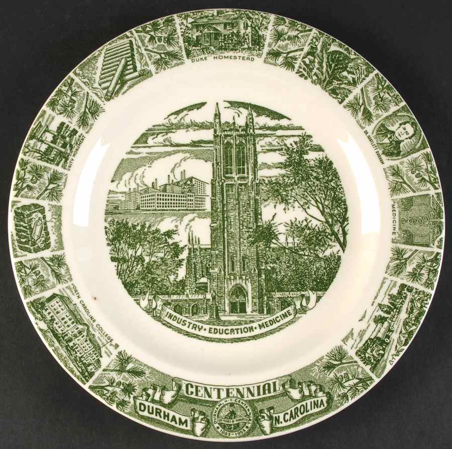 Durham Centennial Green Dinner Plate by Kettlesprings Kilns-1
