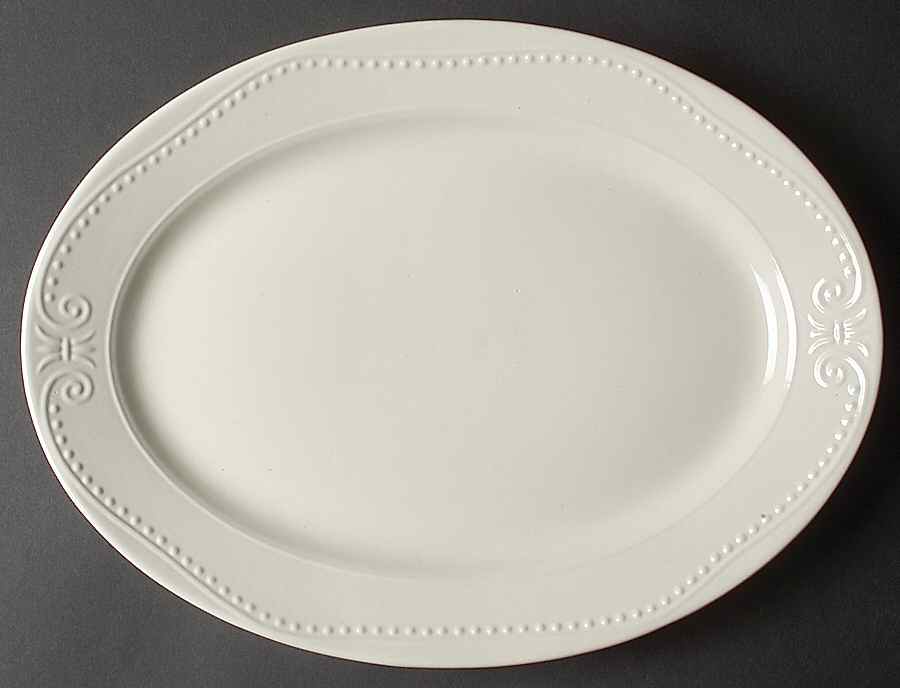 Isabella Ivory 14" Oval Serving Platter by Kennex Group (China)-1