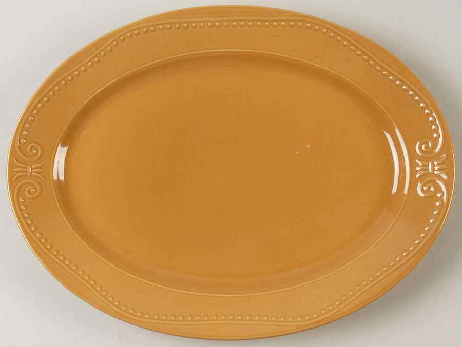 Isabella Mustard 14" Oval Serving Platter by Kennex Group (China)-1
