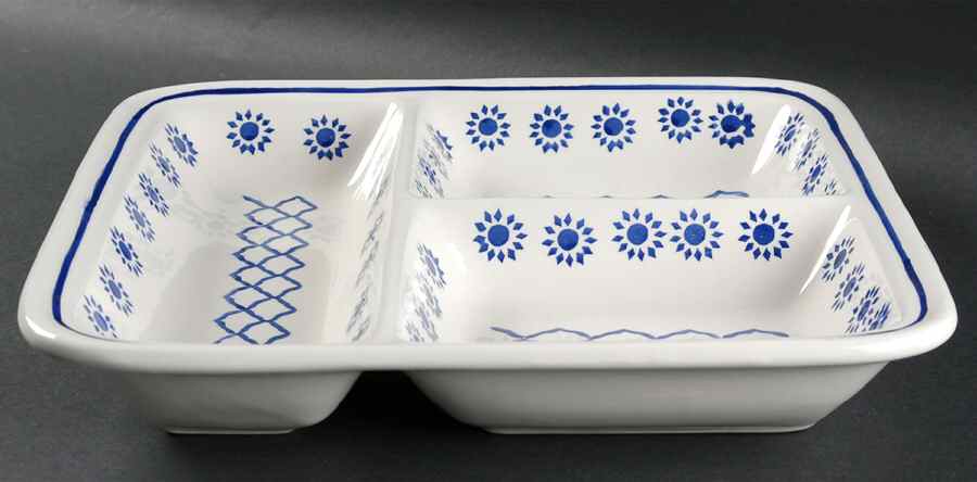 Trellis 3 Part Square Divided Server by Kent Pottery-1