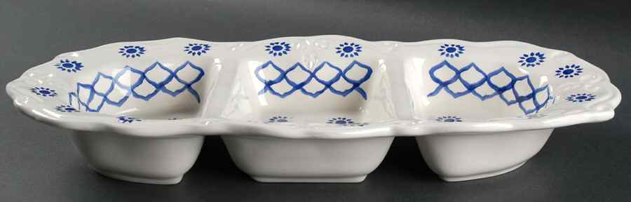 Trellis 3-Part Oval Divided Server by Kent Pottery-1