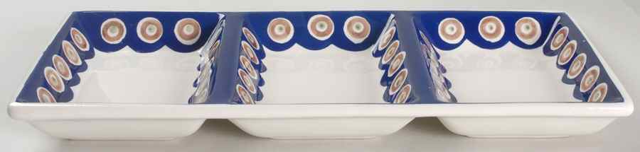 Circle 3 Part Rectangular Divided Server by Kent Pottery-1