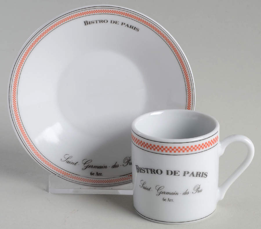Bistro de Paris Espresso Cup and Saucer Set by Kiss That Frog-1