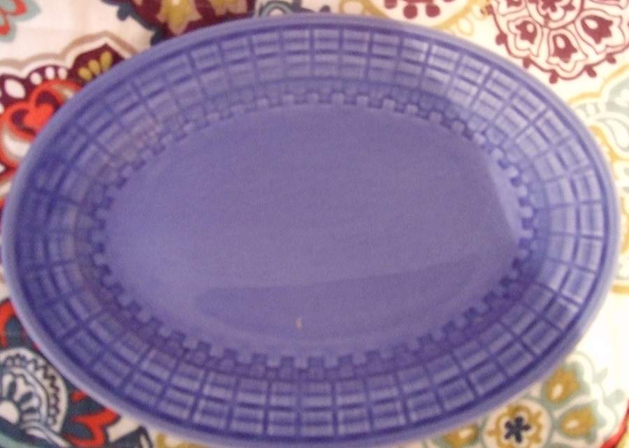 Highlight Plaid Blue 13" Oval Serving Platter by Edwin Knowles-1