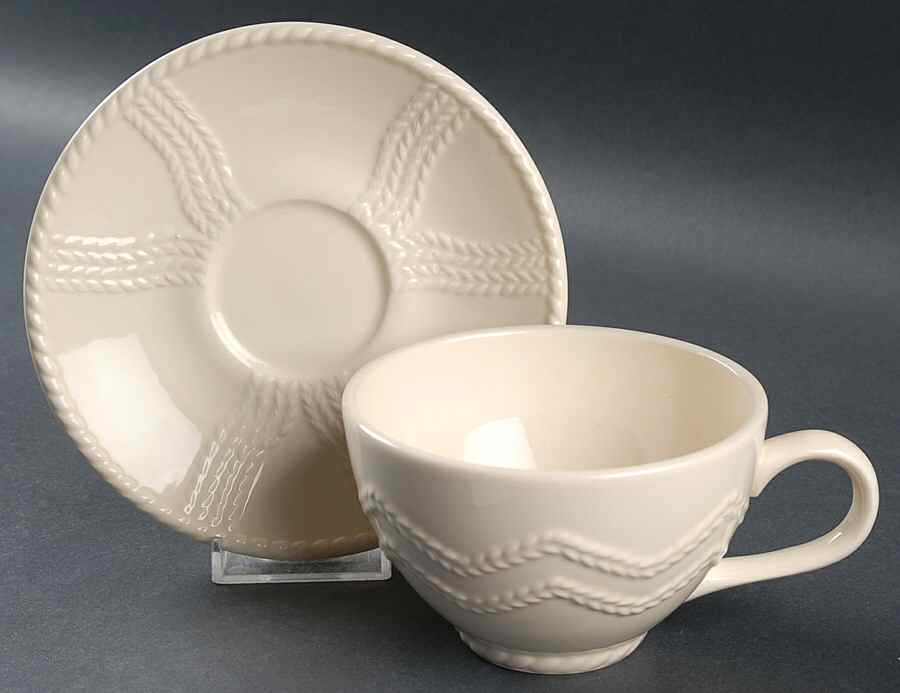 Aranware Flat Cup & Saucer Set by Kara Irish Pottery-1