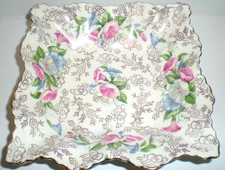 Convolvulus Square Bread & Butter Plate by James Kent (England)-1