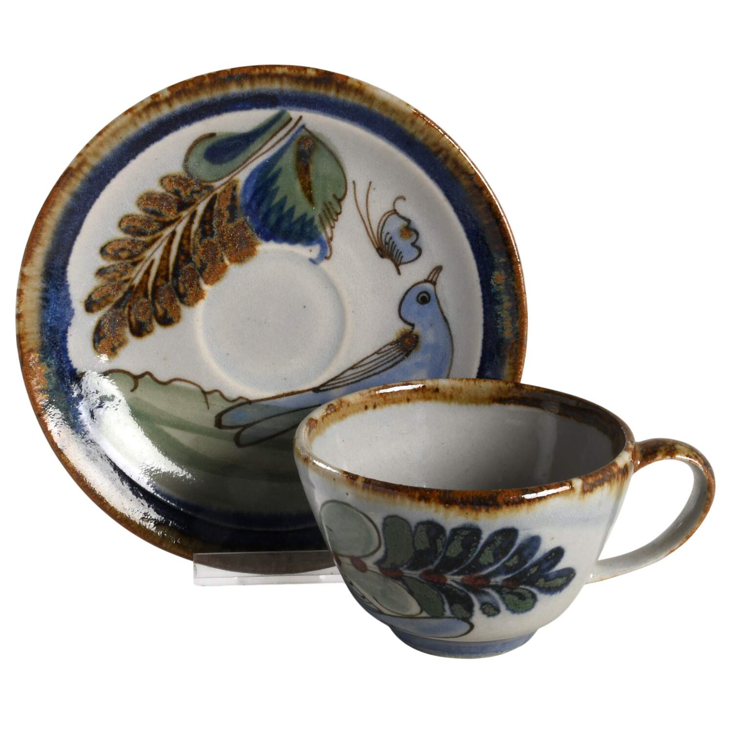 KE13 Flat Cup & Saucer Set by Ken Edwards Pottery-1