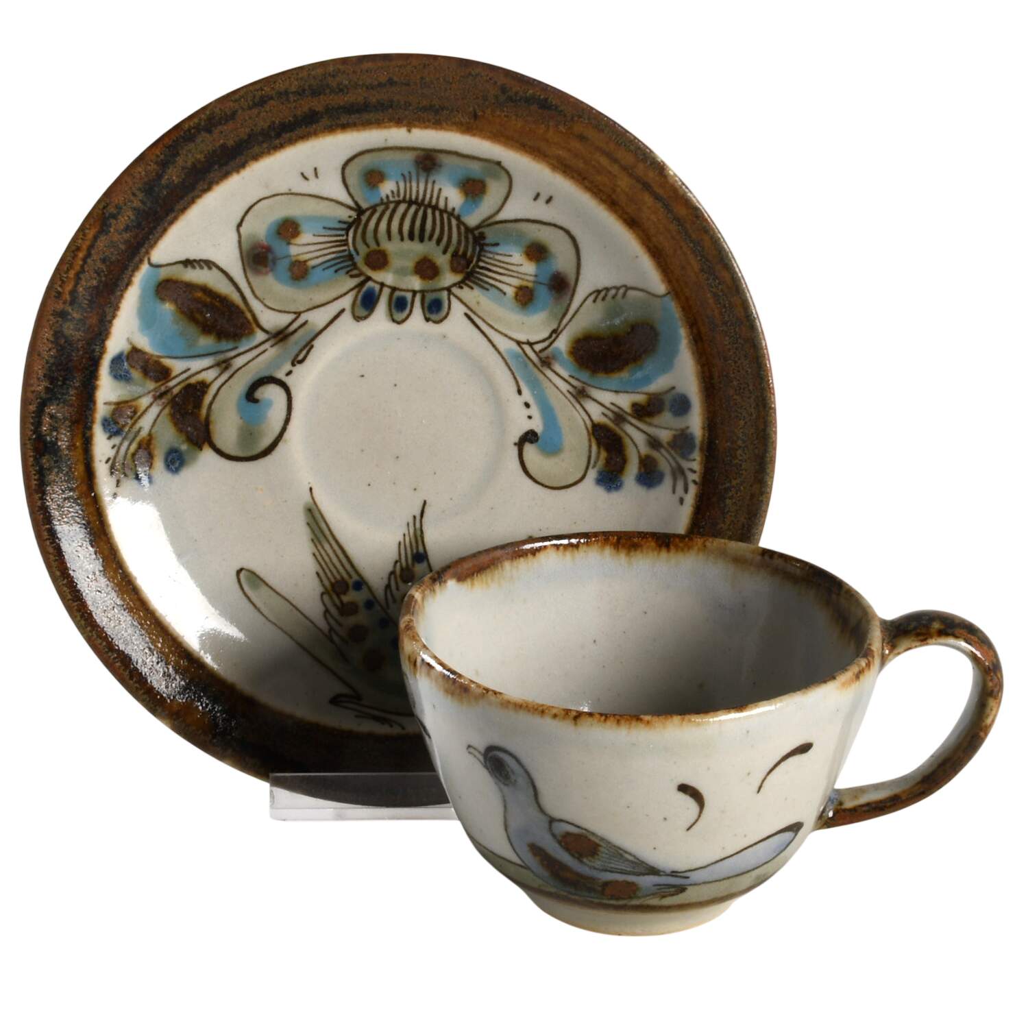 KE13 Flat Cup & Saucer Set by Ken Edwards Pottery-1