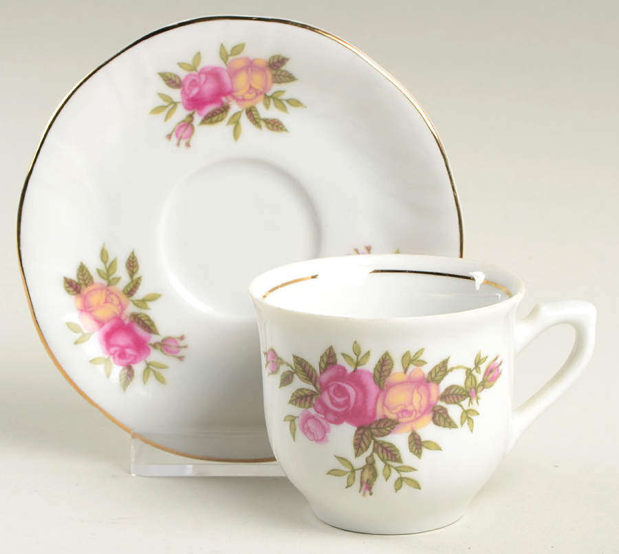 KRA1 Flat Demitasse Cup & Saucer Set by Korona (Poland)-1