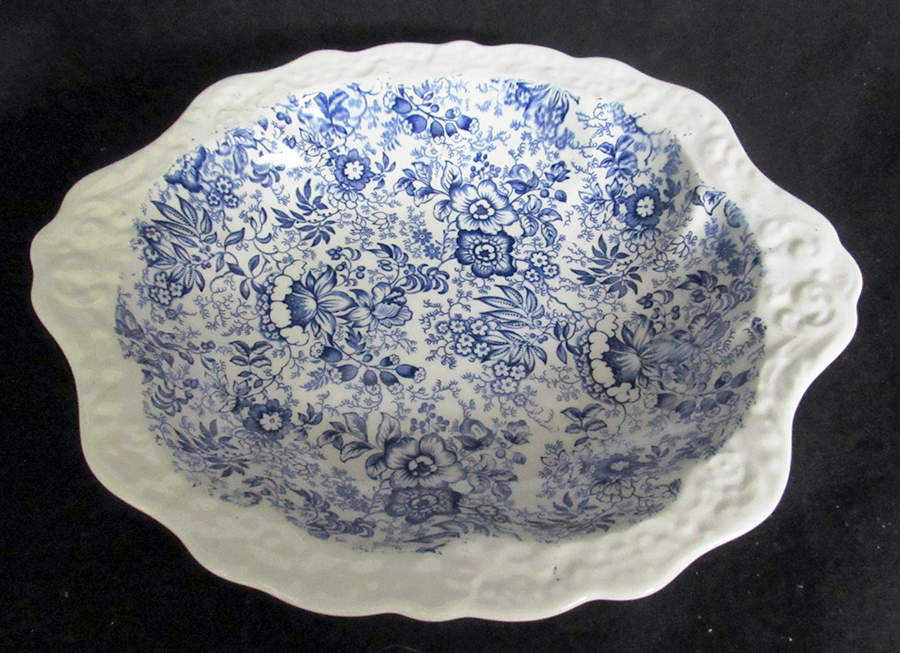 KNT48 12" Oval Vegetable Bowl by James Kent (England)-1