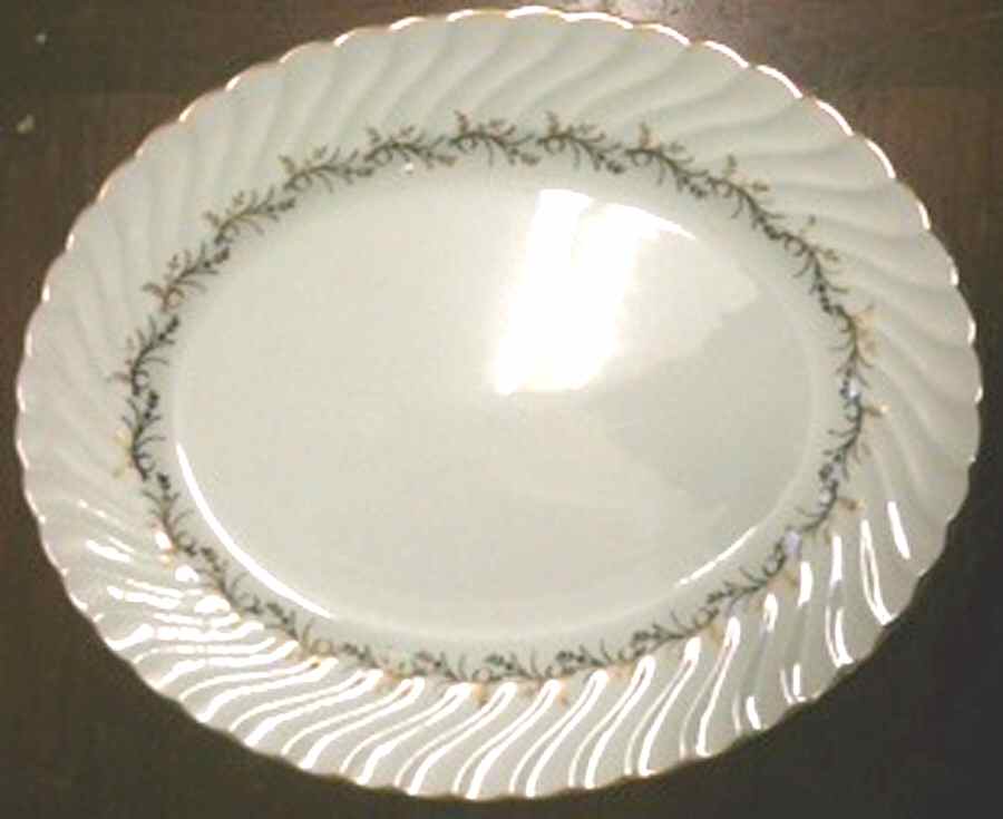 6967 13" Oval Serving Platter by James Kent (England)-1