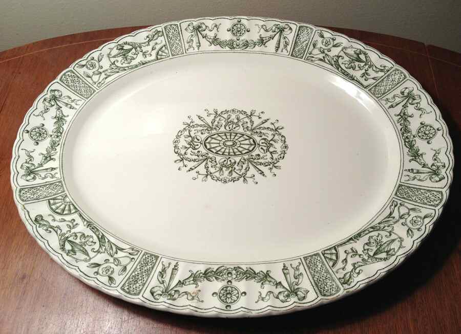 Regent Green 12" Oval Serving Platter by Keeling & Co-1