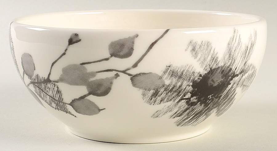 Etched Floral Grey Soup/Cereal Bowl by Kenneth Cole Reaction-1