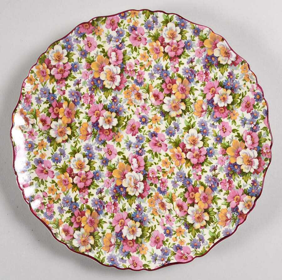Dubarry (Red Trim) Cake Plate by James Kent (England)-1