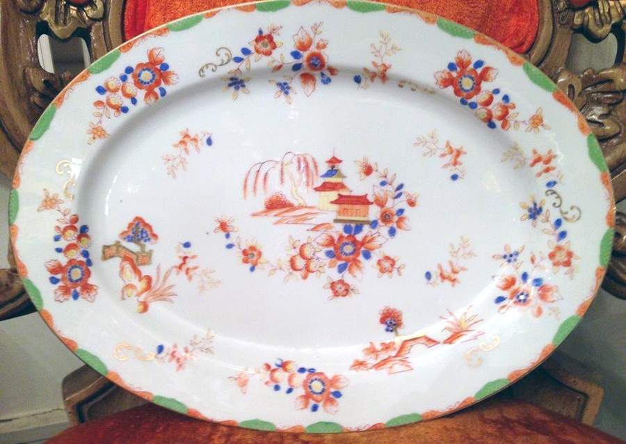 Pagoda 14" Oval Serving Platter by Krescent (Japan)-1