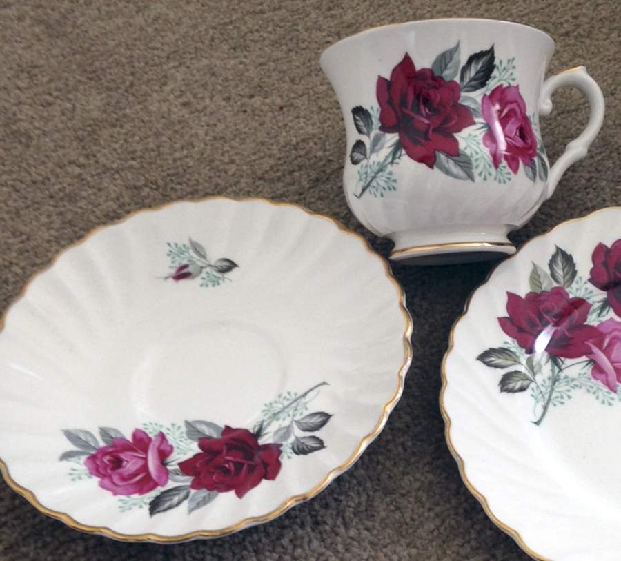 KNT54 Footed Cup & Saucer Set by James Kent (England)-1