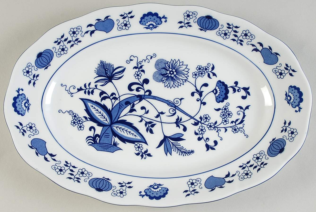 Blue Onion 13" Oval Serving Platter by Korona (Poland)-1