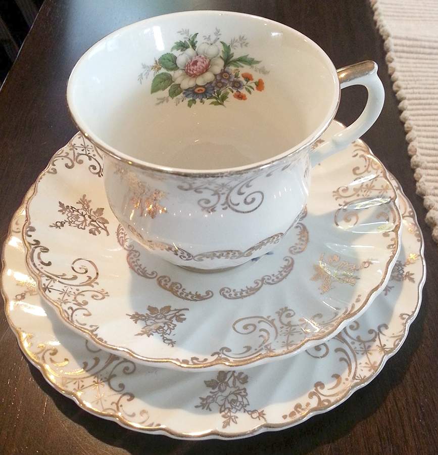 KNT55 Footed Cup & Saucer Set by James Kent (England)-1