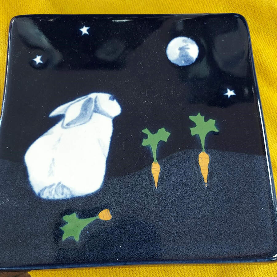 Rabbits Square Trivet by Karen Howell-1