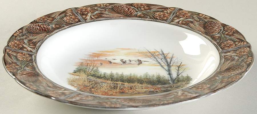 Hunting Lodge, The Rim Soup Bowl by Franklin Mint-1