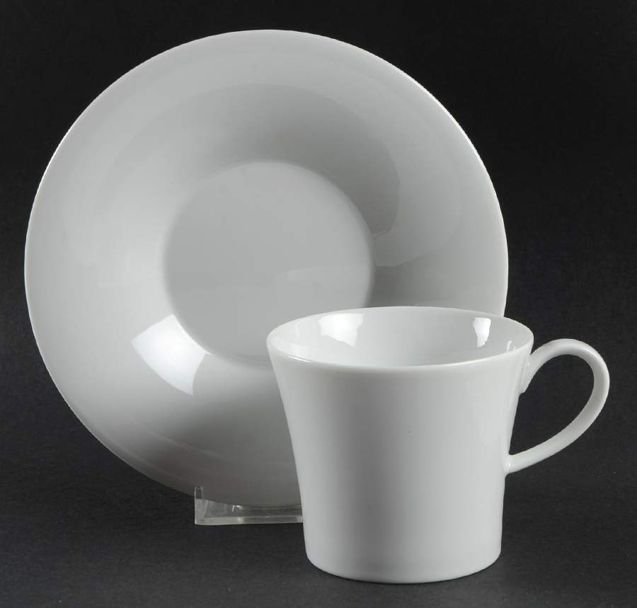 Berlin White Flat Cup & Saucer Set by KPM-1