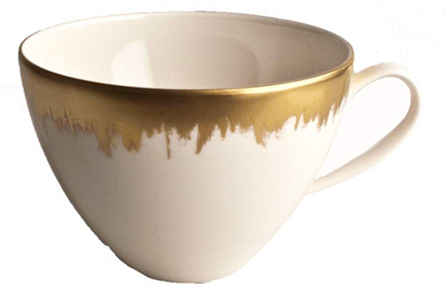 Aura Opal Gold Brushstroke Flat Cup by Kim Seybert-1