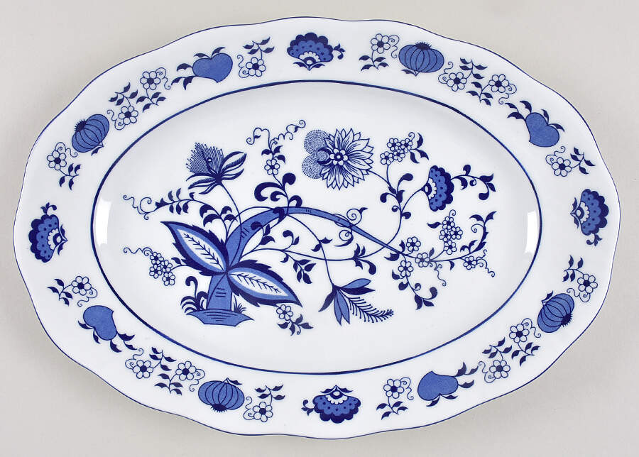 Blo1 (Swirled) 13" Oval Serving Platter by Korona (Poland)-1