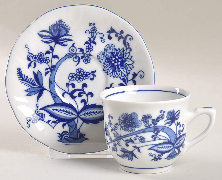 Blo1 (Swirled) Flat Demitasse Cup & Saucer Set by Korona (Poland)-1