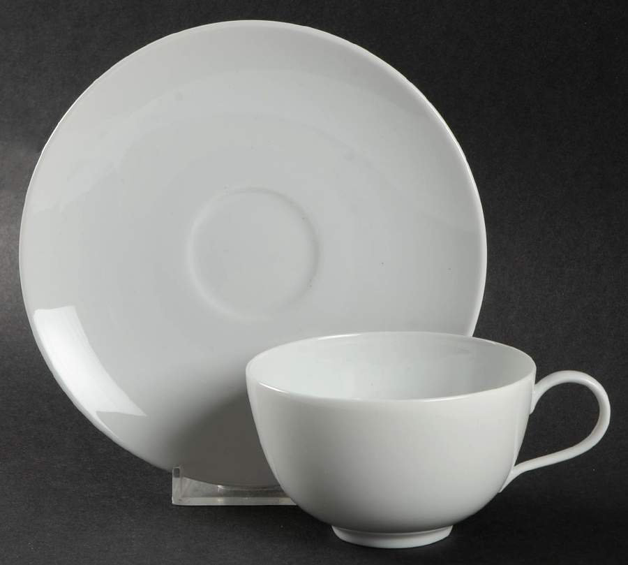 Urbino White Flat Cup & Saucer Set by KPM-1
