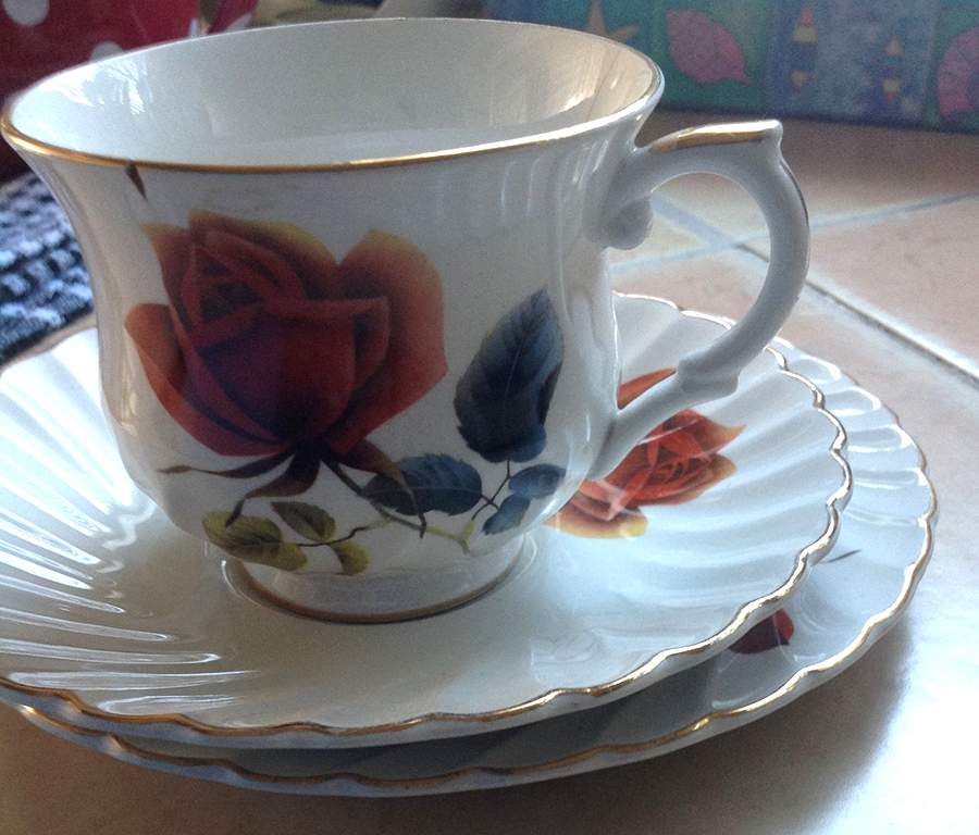 8231 Footed Cup & Saucer Set by James Kent (England)-1