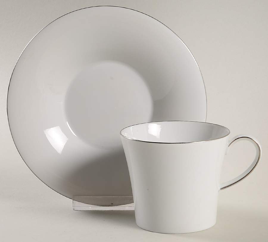 Berlin (Platinum Trim) Flat Cup & Saucer Set by KPM-1