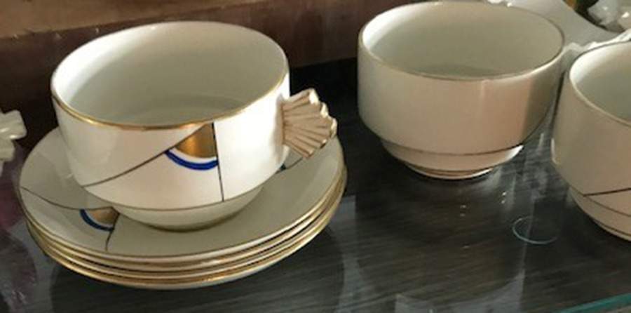 KNT62 Flat Cup & Saucer Set by James Kent (England)-1