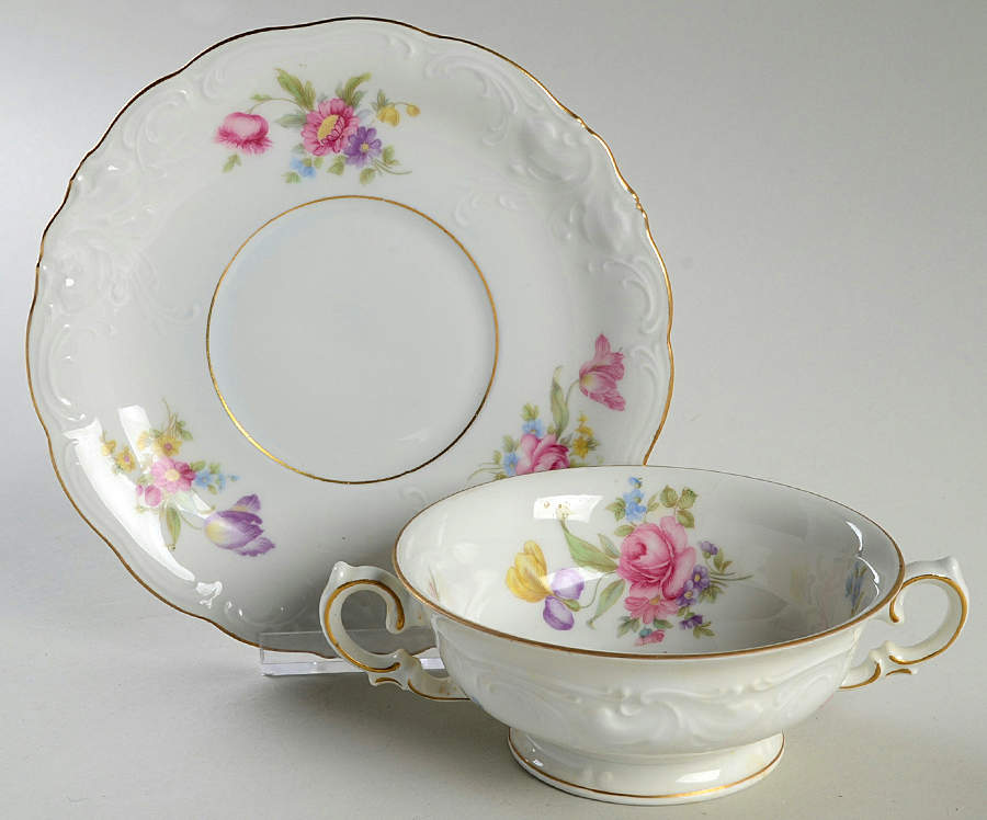 KPM317 Footed Cream Soup Bowl & Saucer Set by KPM-1