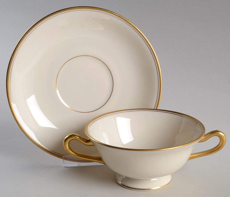 86 Footed Cream Soup Bowl & Saucer Set by Lenox-1
