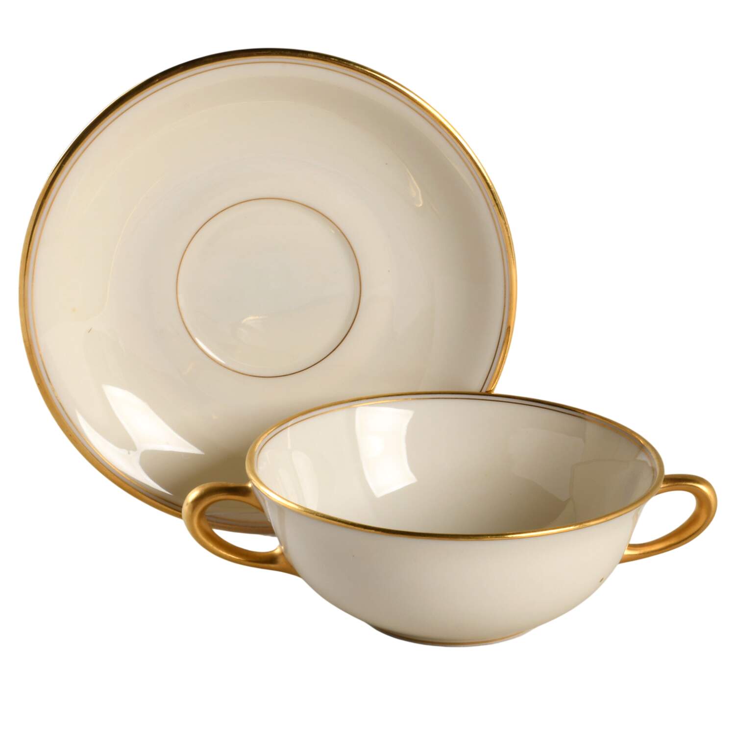 86 Flat Cream Soup Bowl & Saucer Set by Lenox-1