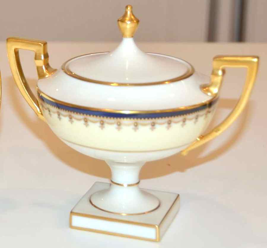 Alden (Blue, Cream Rim) Sugar Bowl & Lid by Lenox-1