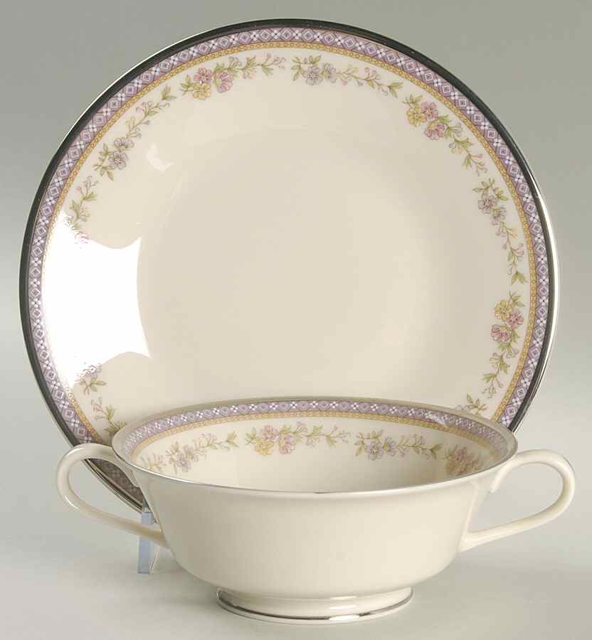 Amethyst Footed Cream Soup Bowl & Saucer Set by Lenox-1