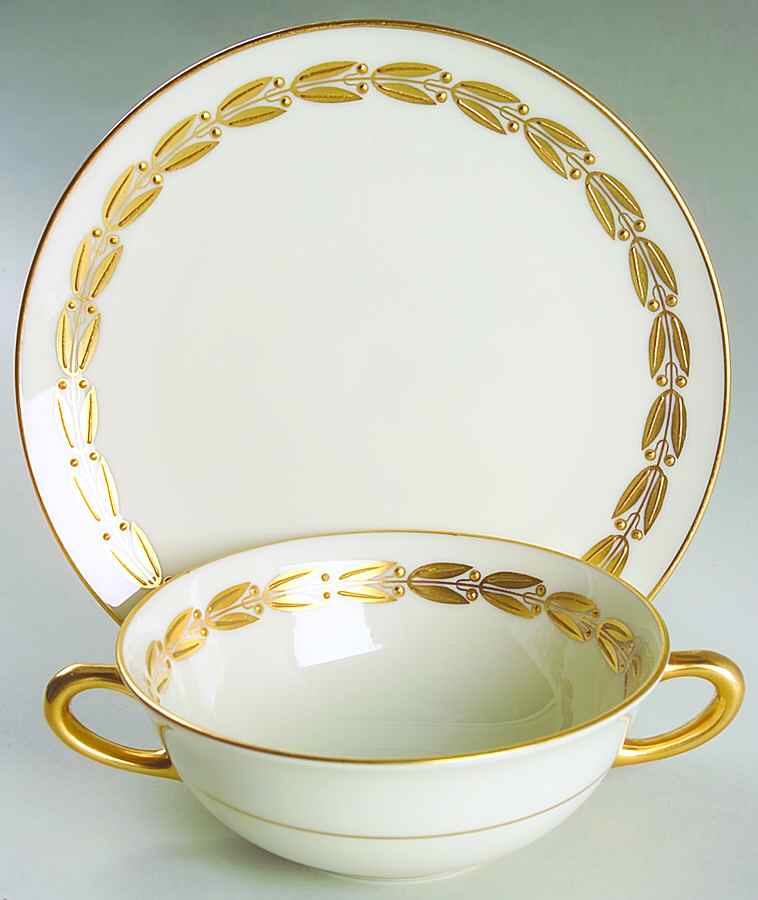Antoinette Ivory Flat Cream Soup Bowl & Saucer Set by Lenox-1