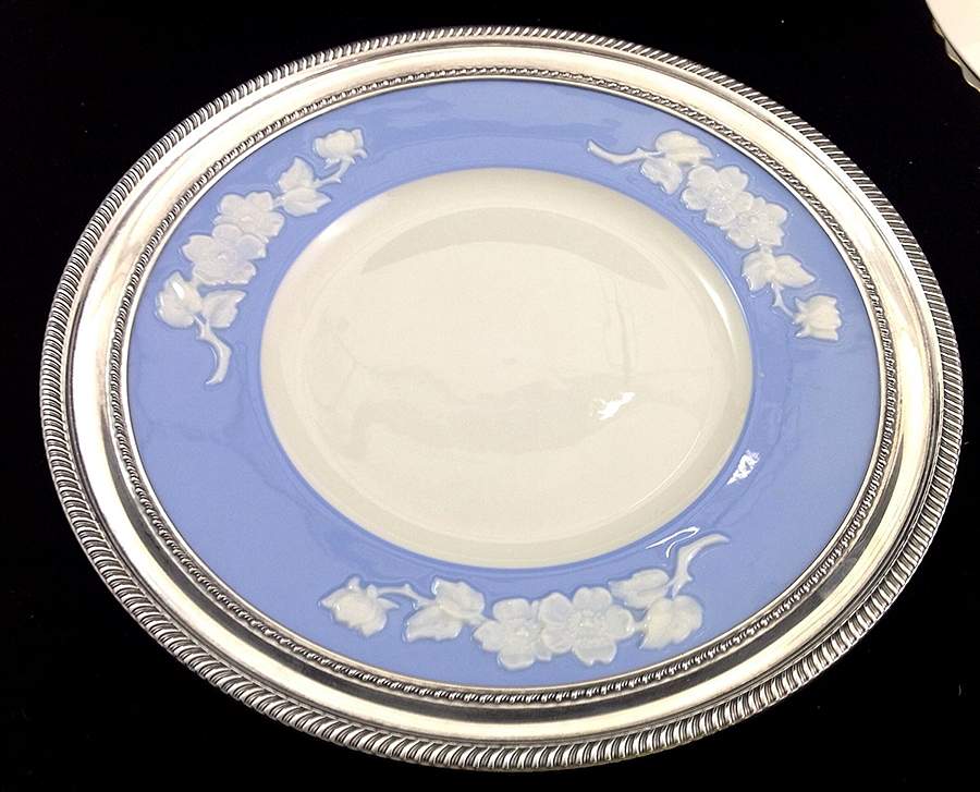 Apple Blossom Blue Sterling Rim Dinner Plate by Lenox-1