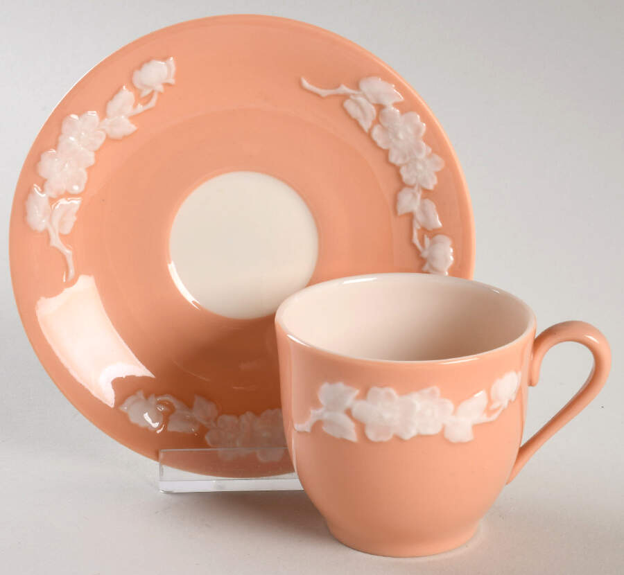 Apple Blossom Coral Flat Demitasse Cup & Saucer Set by Lenox-1