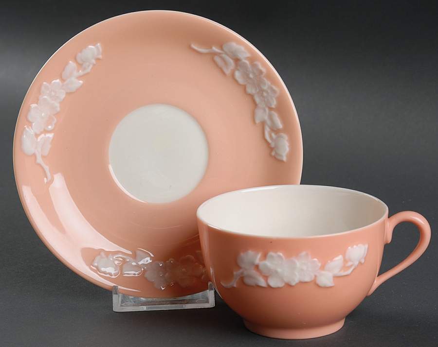 Apple Blossom Coral Flat Cup & Saucer Set by Lenox-1