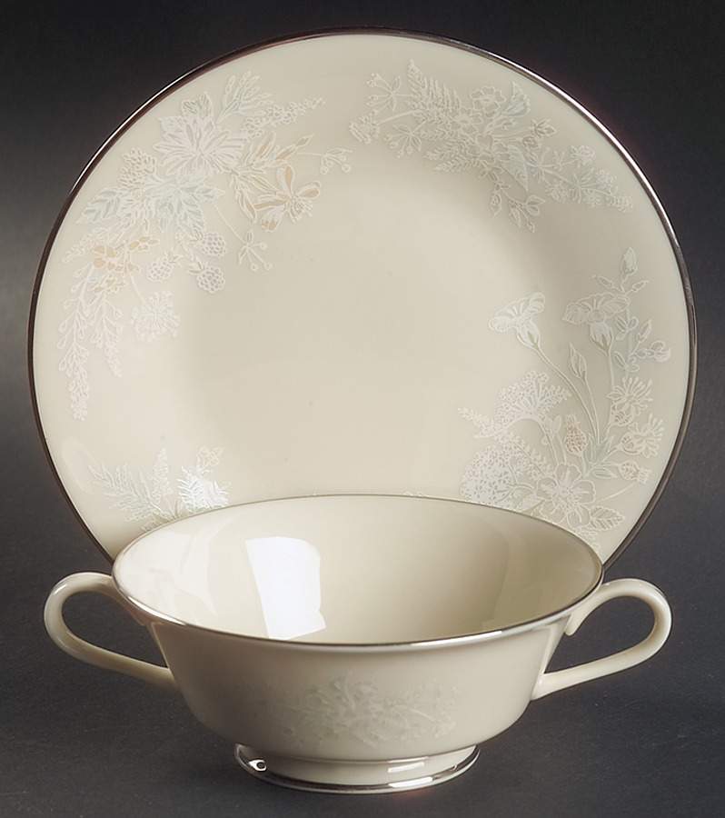 April Footed Cream Soup Bowl & Saucer Set by Lenox-1