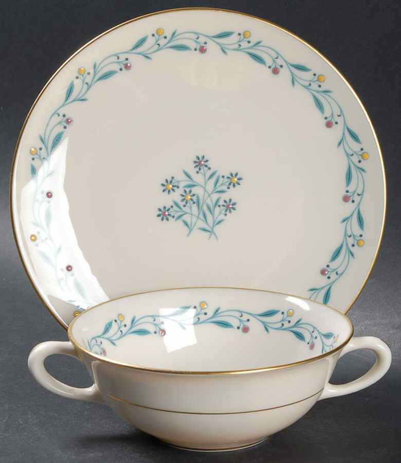Arcadia Flat Cream Soup Bowl & Saucer Set by Lenox-1
