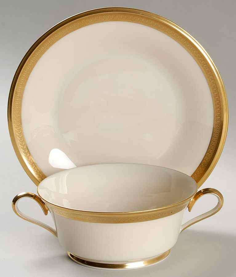 Aristocrat Footed Cream Soup & Dessert Plate/Saucer Set by Lenox-1