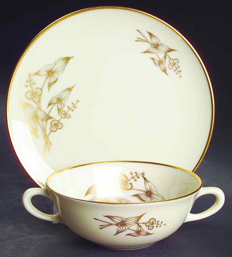 Arrowhead Flat Cream Soup Bowl & Saucer Set by Lenox-1