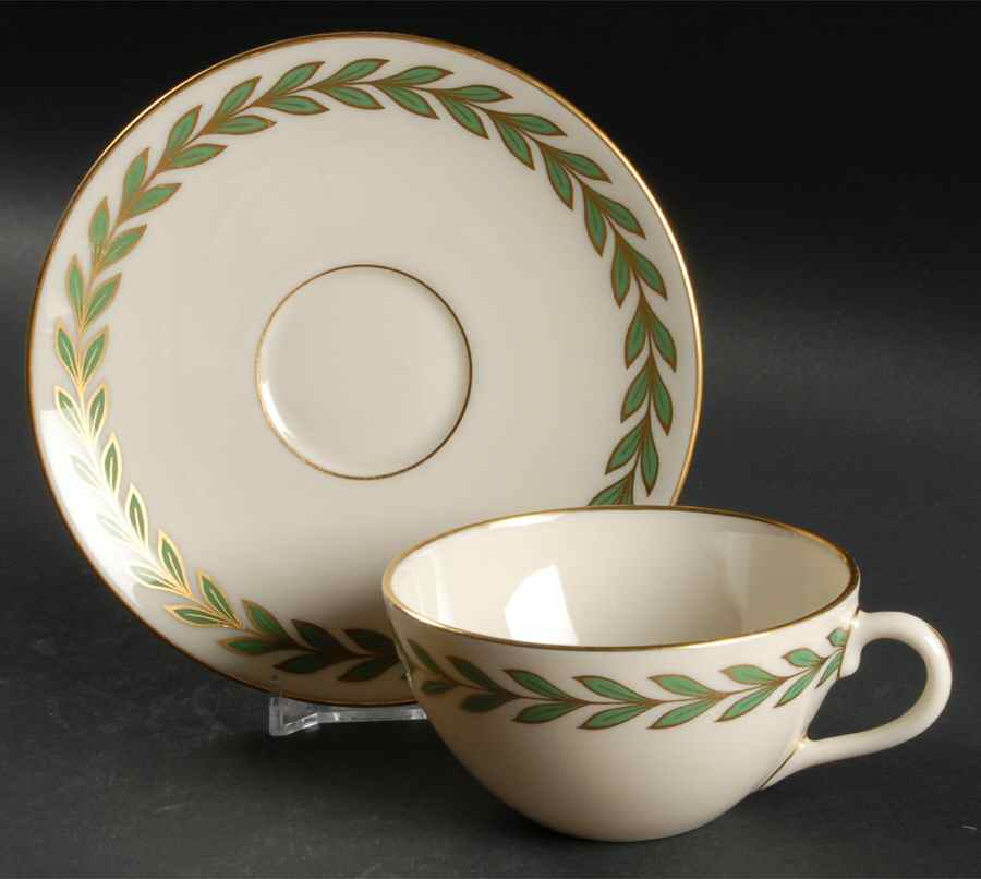 Athenia (Coupe Shape) Flat Cup & Saucer Set by Lenox-1