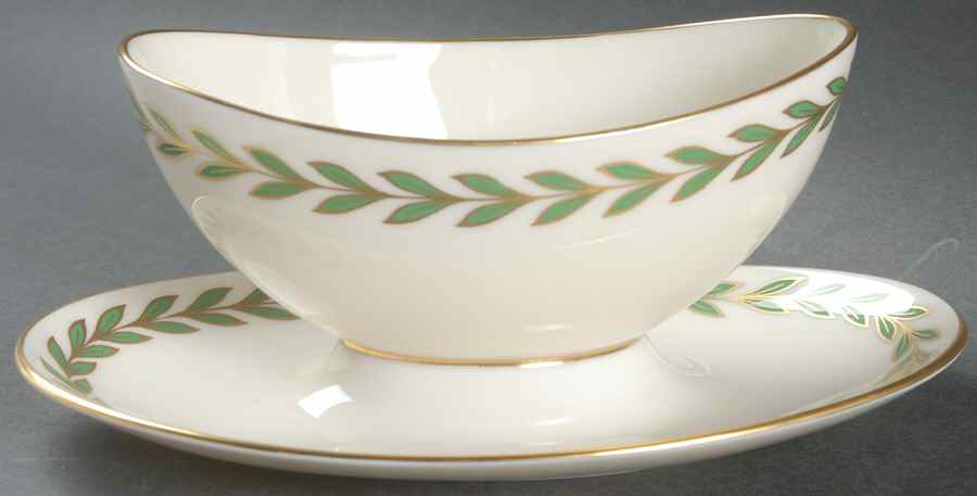 Athenia (Coupe Shape) Gravy Boat with Attached Underplate by Lenox-1