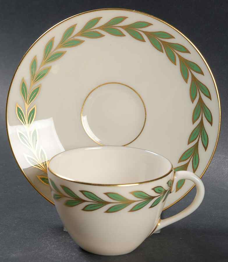 Athenia (Coupe Shape) Flat Demitasse Cup & Saucer Set by Lenox-1