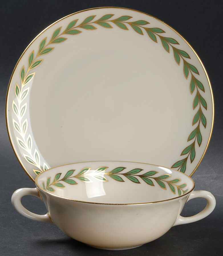 Athenia (Coupe Shape) Flat Cream Soup Bowl & Saucer Set by Lenox-1
